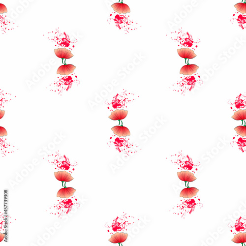 Vector seamless pattern with red flowers on a white background. Use in fabric, wrapping paper, wallpaper, bags, clothes, dishes, cases on smartphones and tablets.