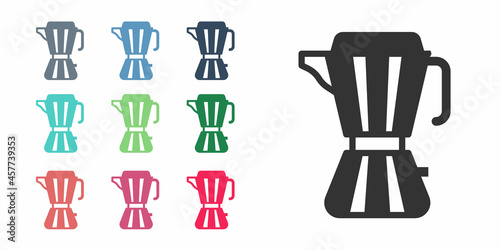 Black Coffee maker moca pot icon isolated on white background. Set icons colorful. Vector