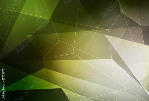 Dark Green, Yellow vector layout with lines, triangles.