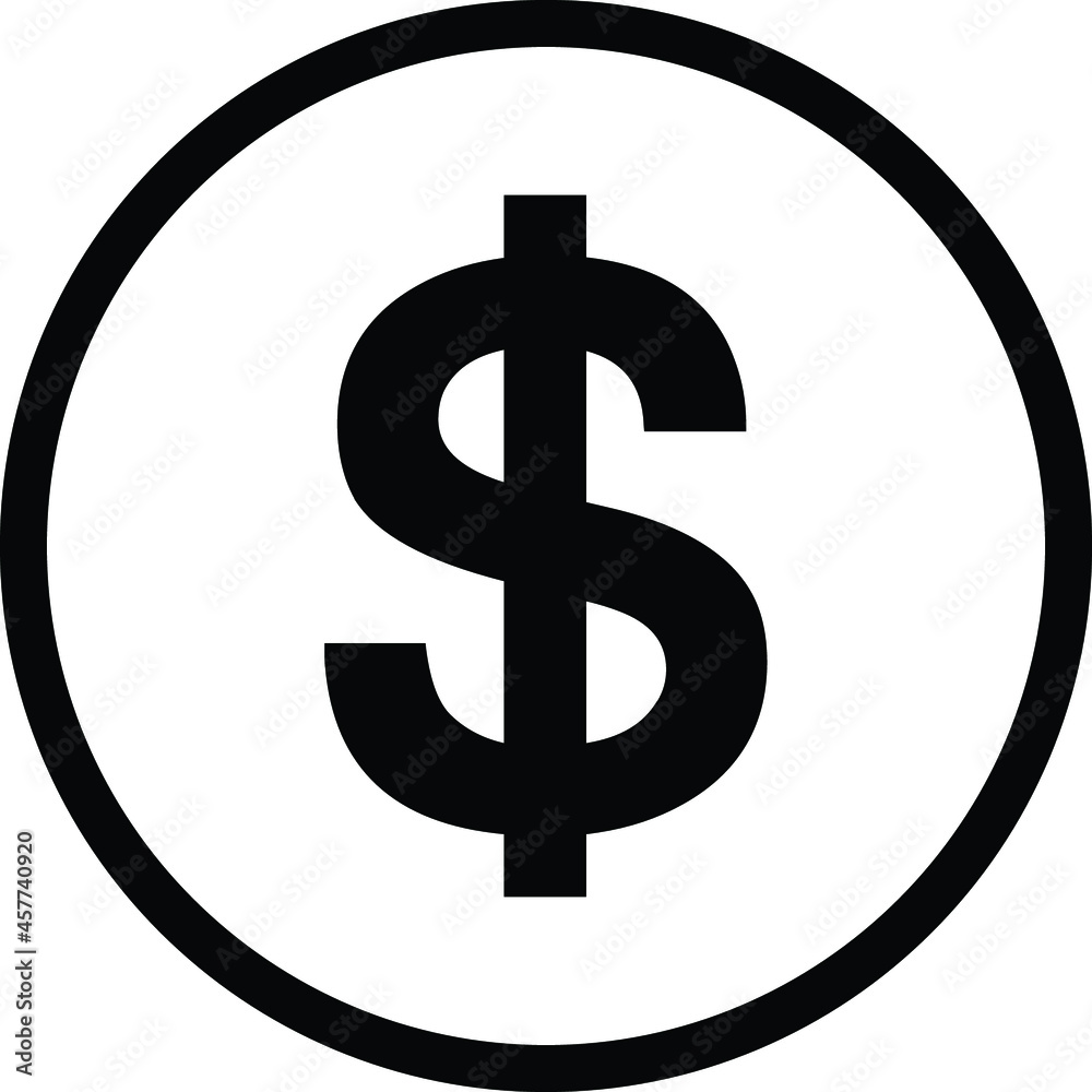 Dollar sign icon in a black circle. Dollar sign icon in a black circle.