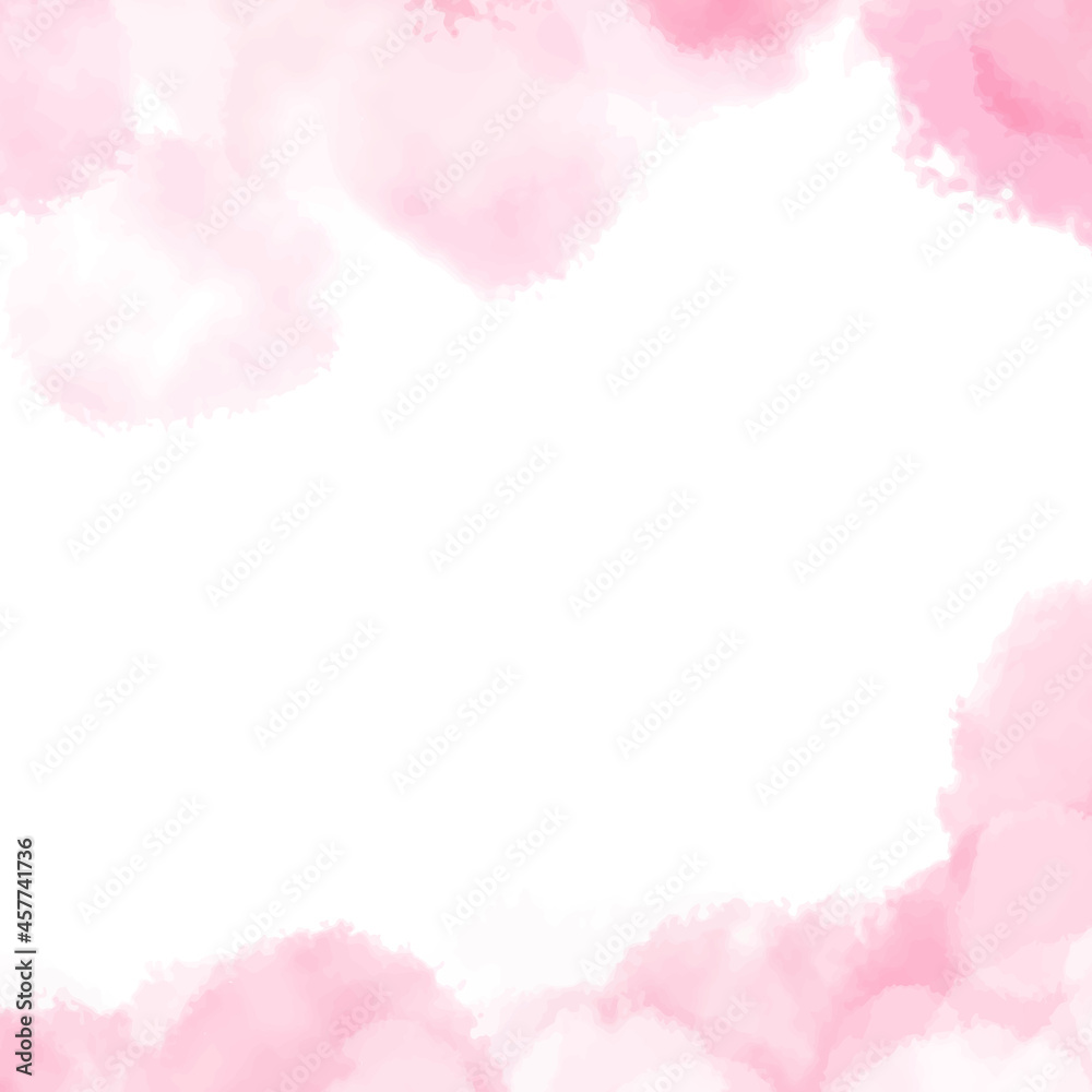 Watercolor pink spot on a white background. Frame made of watercolor stains. Vector illustration