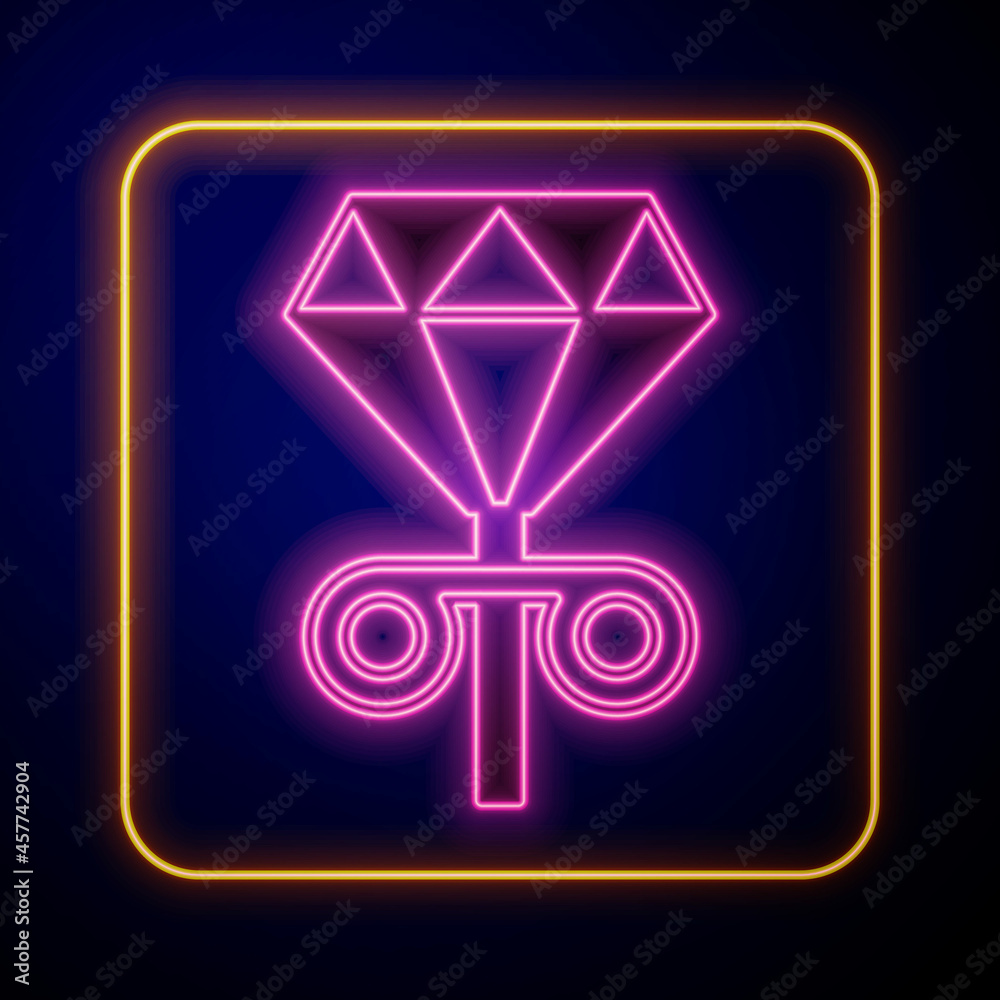 Glowing neon Stud earrings icon isolated on black background. Jewelry accessories. Vector Glowing neon Stud earrings icon isolated on black background. Jewelry accessories. Vector