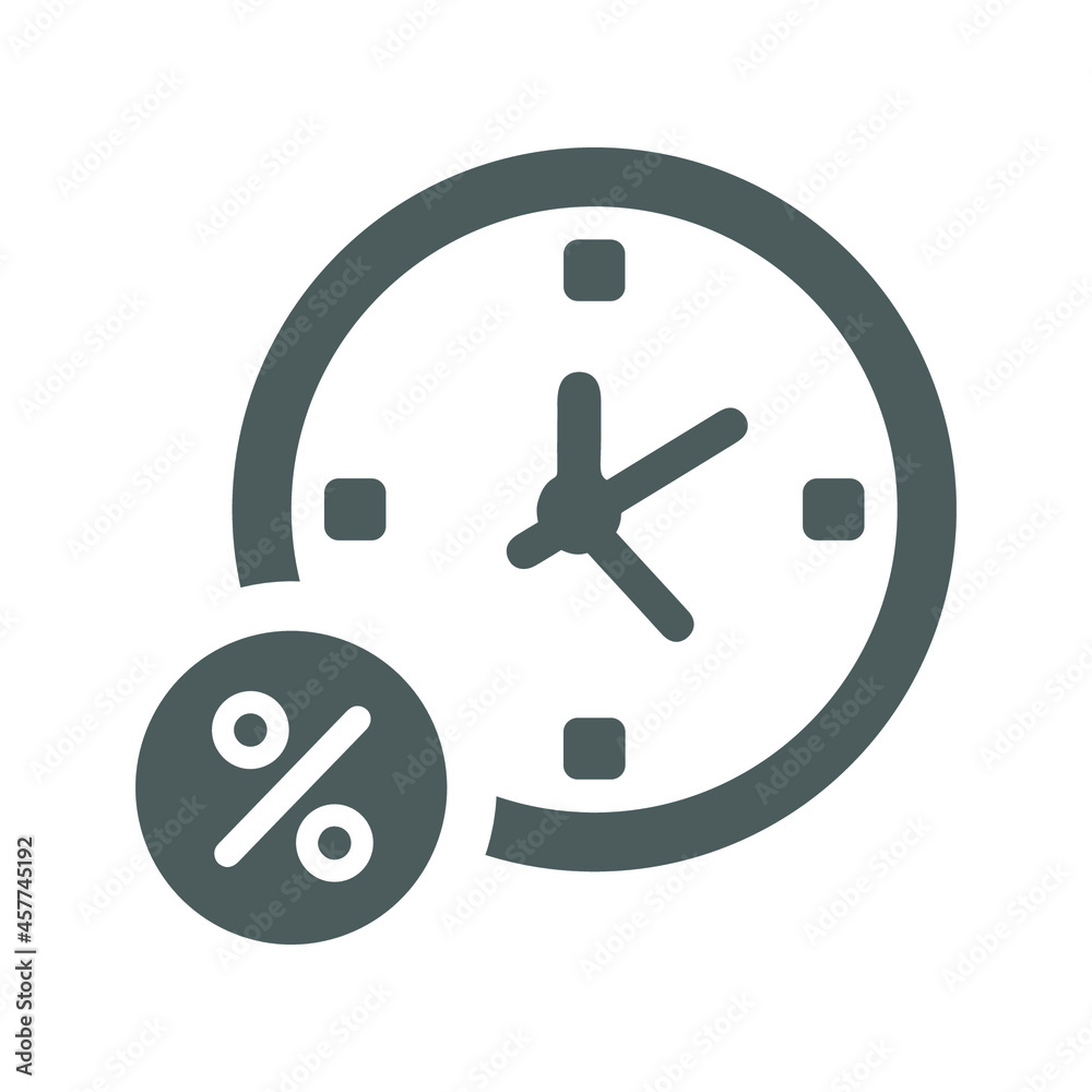 Loan, time percent icon. Gray vector illustration. Loan, time percent icon. Gray vector illustration.