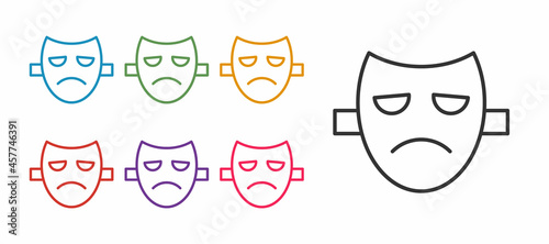 Set line Drama theatrical mask icon isolated on white background. Set icons colorful. Vector