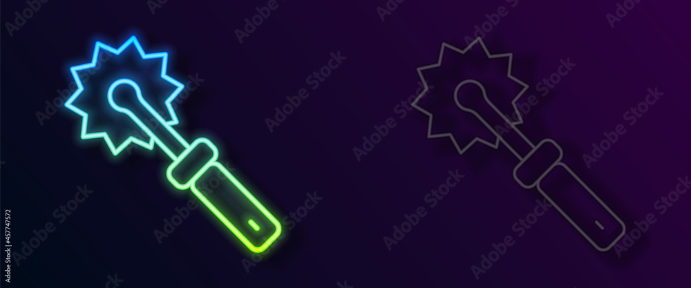 Glowing neon line Cutter roll for honey icon isolated on black background. Tool of the beekeeper. Vector Glowing neon line Cutter roll for honey icon isolated on black background. Tool of the beekeeper. Vector