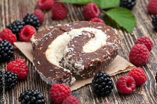 chocolate cake with creamy coconut filling