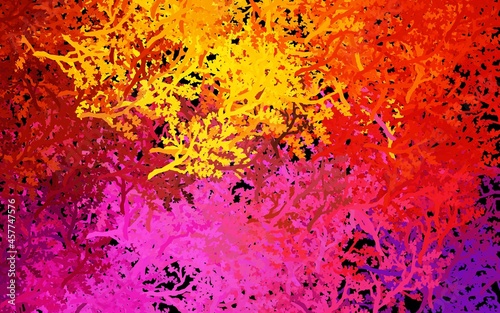 Dark Pink  Yellow vector abstract pattern with trees  branches.