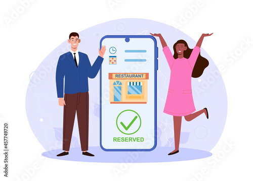 Online restaurant reservation abstract concept. Flat cartoon vector illustration
