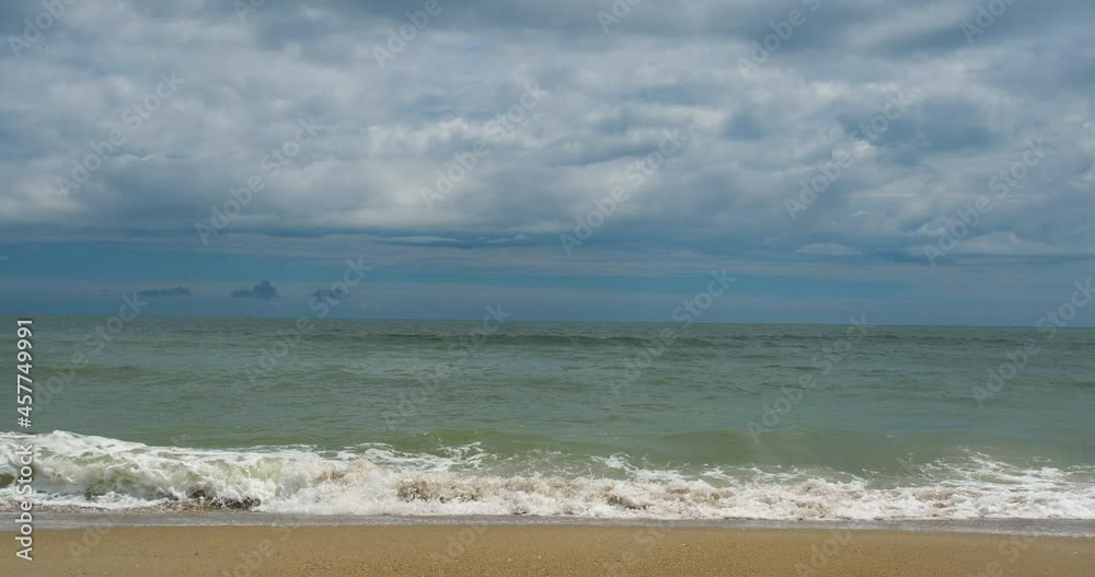 Storm seascape with horizon over water waves in slow motion Storm seascape with horizon over water waves in slow motion