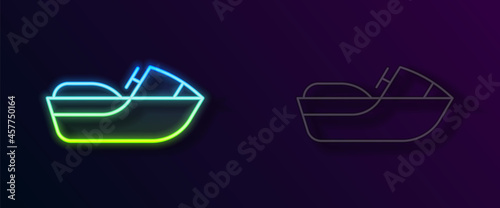 Glowing neon line Jet ski icon isolated on black background. Water scooter. Extreme sport. Vector