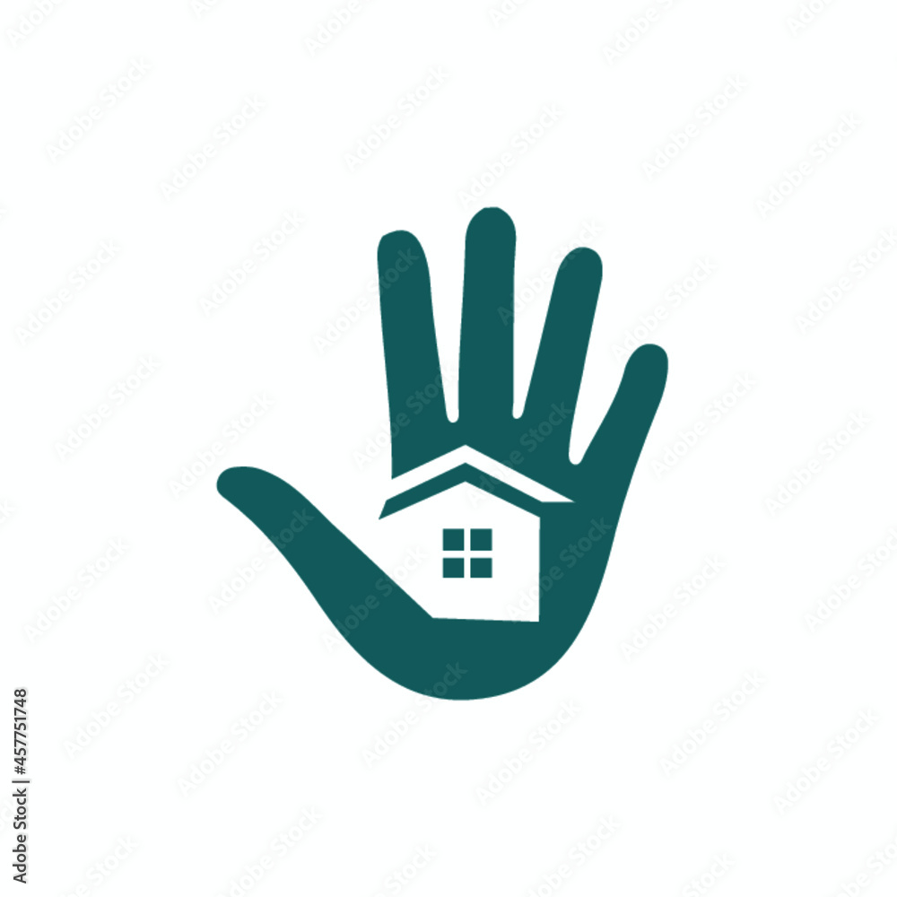 Obraz premium palm hand house shape vector 