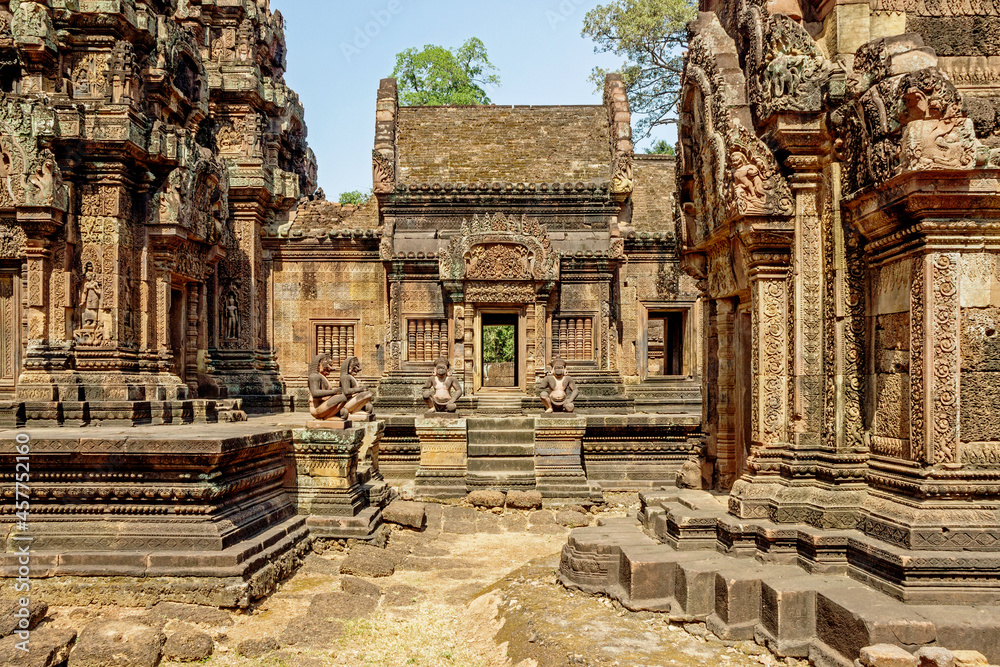old ruins of Banteay Srei temple at Angkor city, Cambodia 