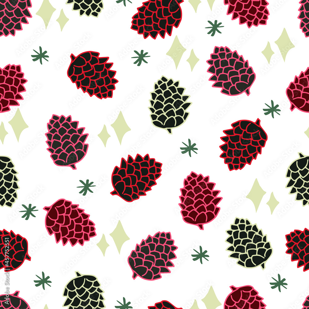 cones with stars and snowflakes vector seamless pattern. Winter background for invitations, greeting cards and wrapping paper cones with stars and snowflakes vector seamless pattern. Winter background for invitations, greeting cards and wrapping paper