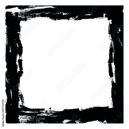 Grunge frame for decoration. Black photo frame. Black strokes, sloppy texture. A vector image.