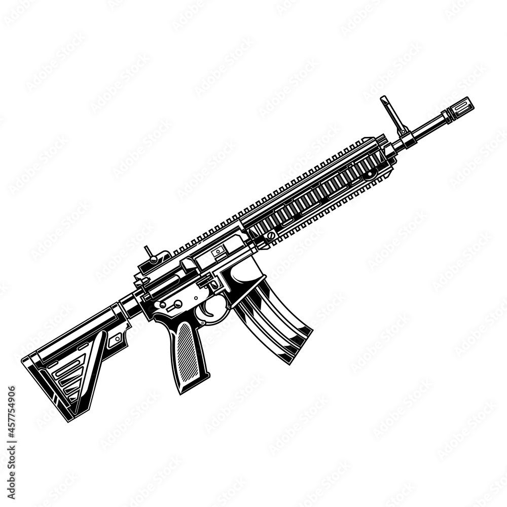 design vector gun hk416 black and white Stock Vector Adobe Stock