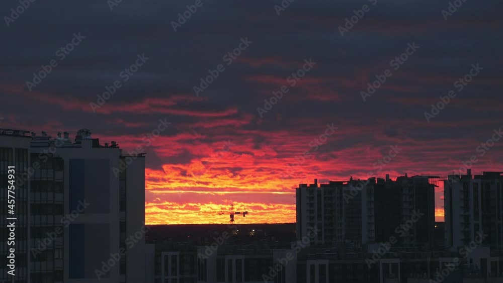 Sunset in the city. City development. Nobody Sunset in the city. City development. Nobody