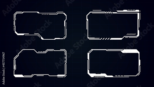 White outline frame hud modern vector design.