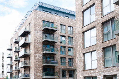 London, United Kingdom, 18, September, 2021: New modern apartment block of flats in Upton Park in Newham, East London, England, UK 
