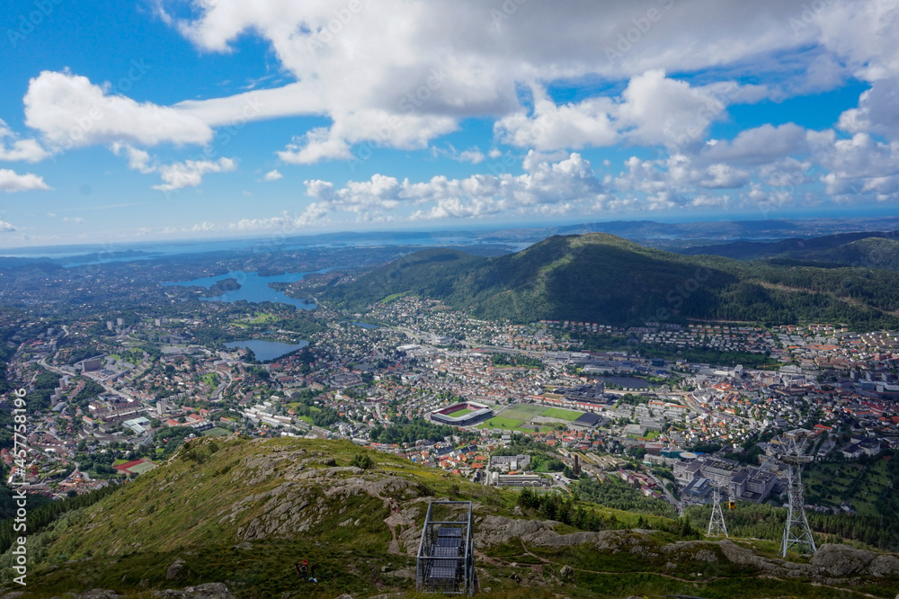View of Bergen Norway from Ulriken mountain