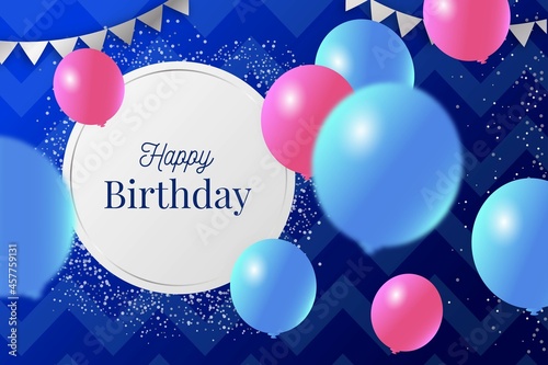 realistic happy birthday wallpaper vector design illustration
