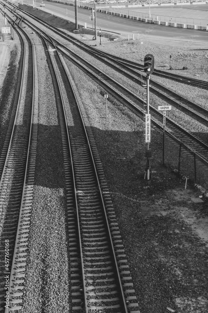 Railroad tracks close up