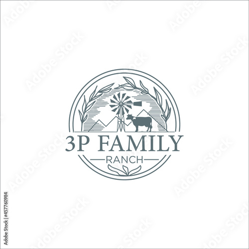 Vintage style ranch logo design vector