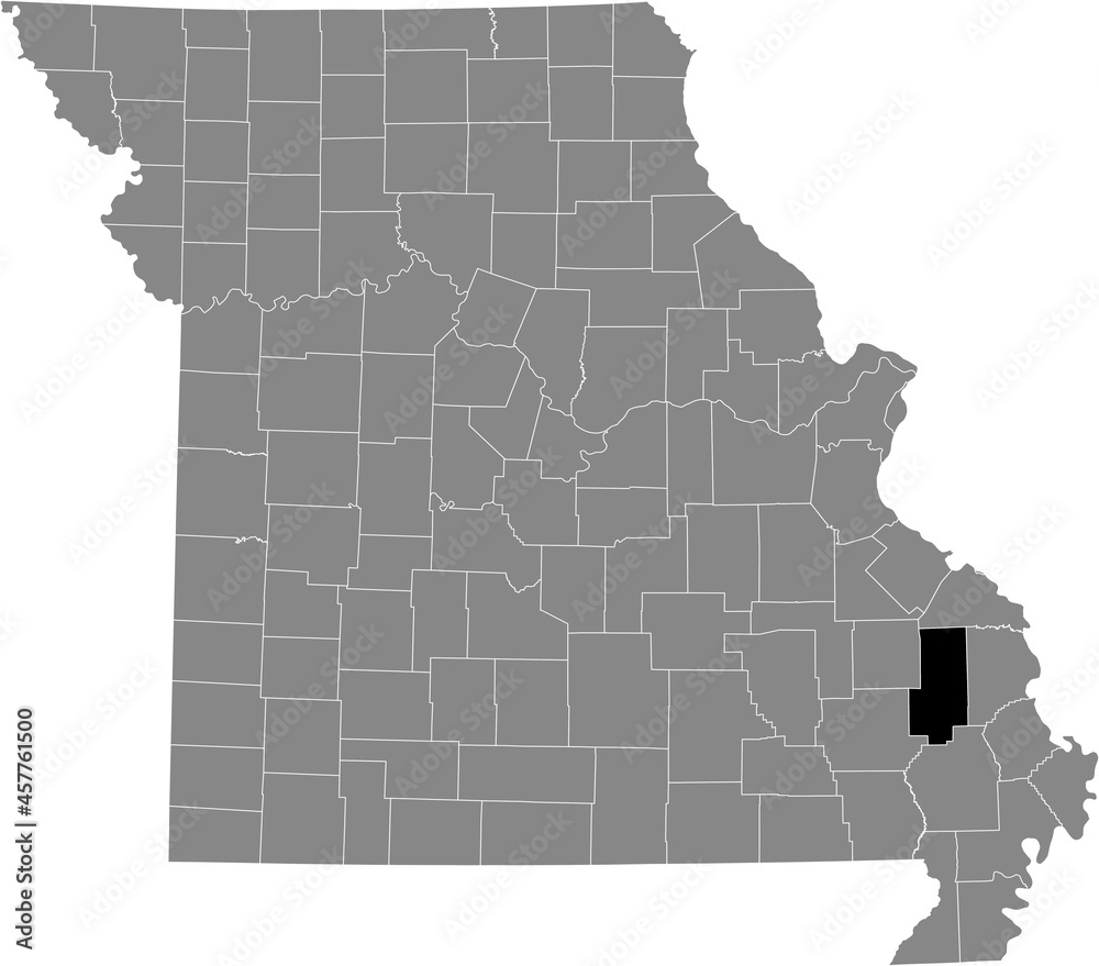 Vecteur Stock Black highlighted location map of the Bollinger County ...