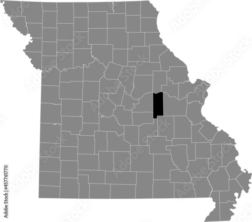 Black highlighted location map of the Gasconade County inside gray map of the Federal State of Missouri, USA photo