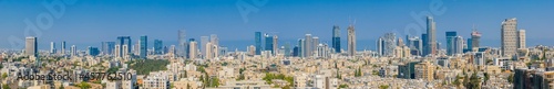 Tel Aviv Skyline And Ramat Gan Cityscape at day. Aerial View   Tel Aviv Cityscape Panorama At Day  Israel