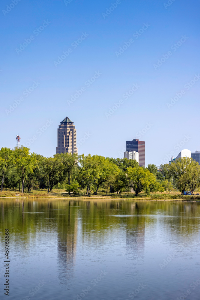 Vertical Composition of Des Moines Skyline Reflections