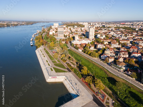 Aerial view of Danube River and City of Ruse  Bulgaria