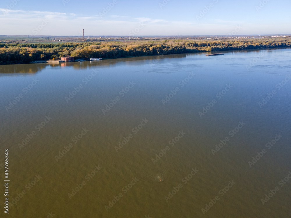 Aerial view of Danube River and City of Ruse, Bulgaria Aerial view of Danube River and City of Ruse, Bulgaria