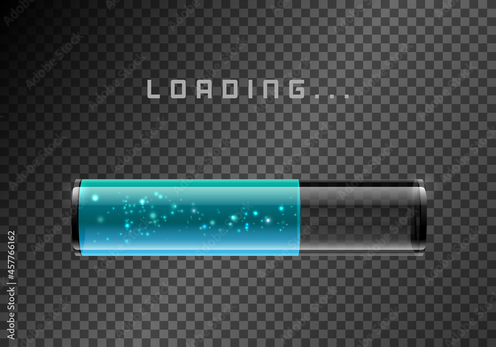 Transparent Blue Loading Bars with shine. Isolated