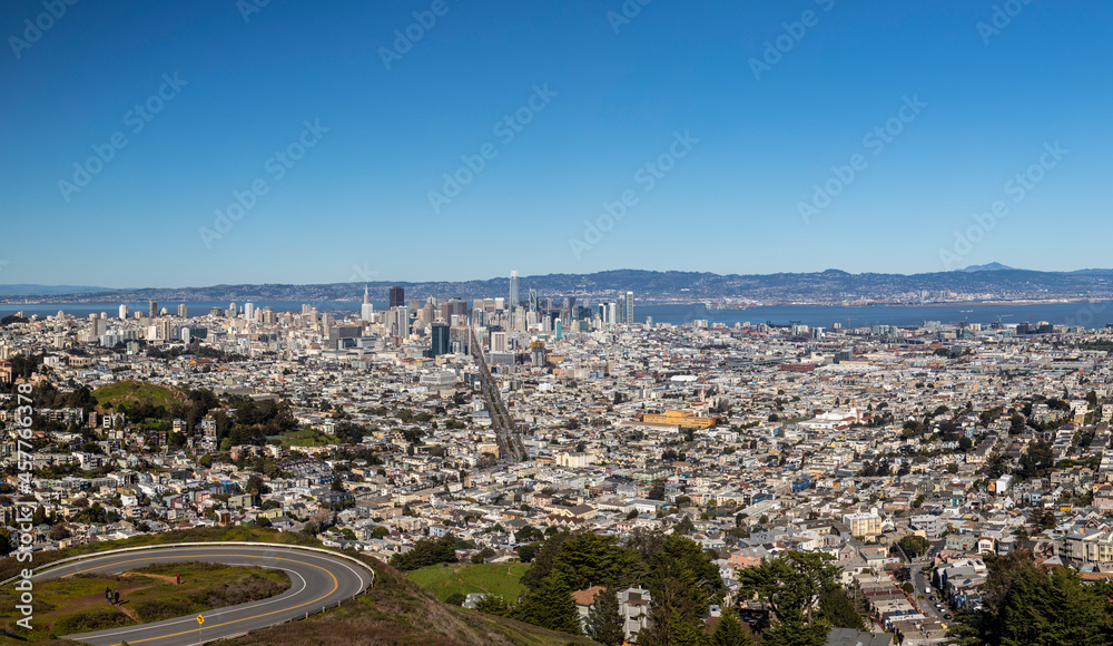 scenic view to skyline of San Francisco
