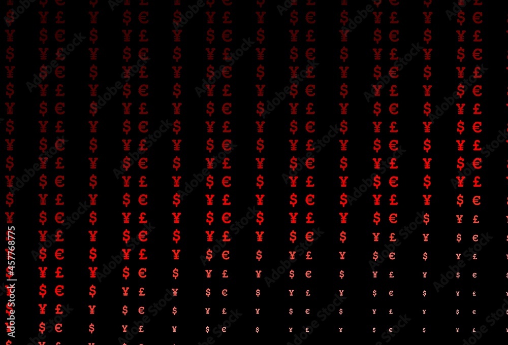 Dark red vector template with EUR, USD, GBP, JPY. Dark red vector template with EUR, USD, GBP, JPY.