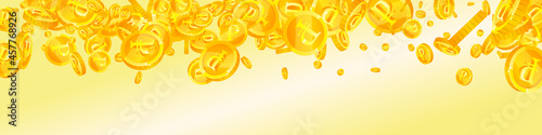 Russian ruble coins falling. Cool scattered RUB coins. Russia money. Modern jackpot, wealth or success concept. Vector illustration.