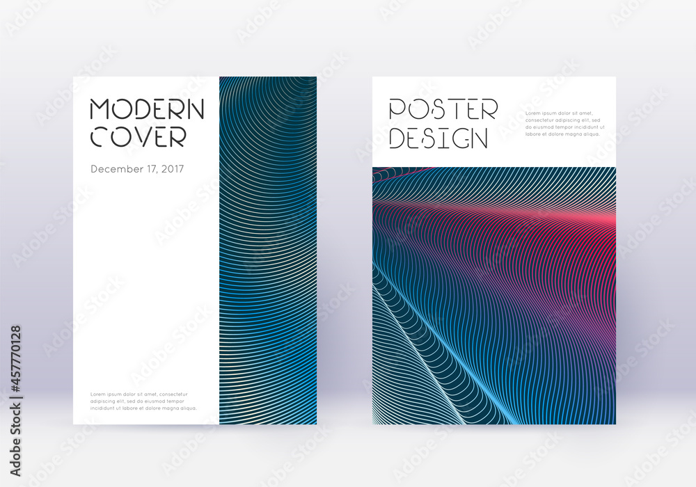 Minimal cover design template set. Red abstract li - obrazy, fototapety, plakaty 