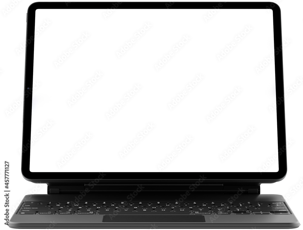 tablet and keyboard isolated empty screen on white background tablet and keyboard isolated empty screen on white background