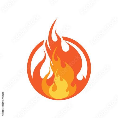 red smoldering fire icon vector logo, classic retro design