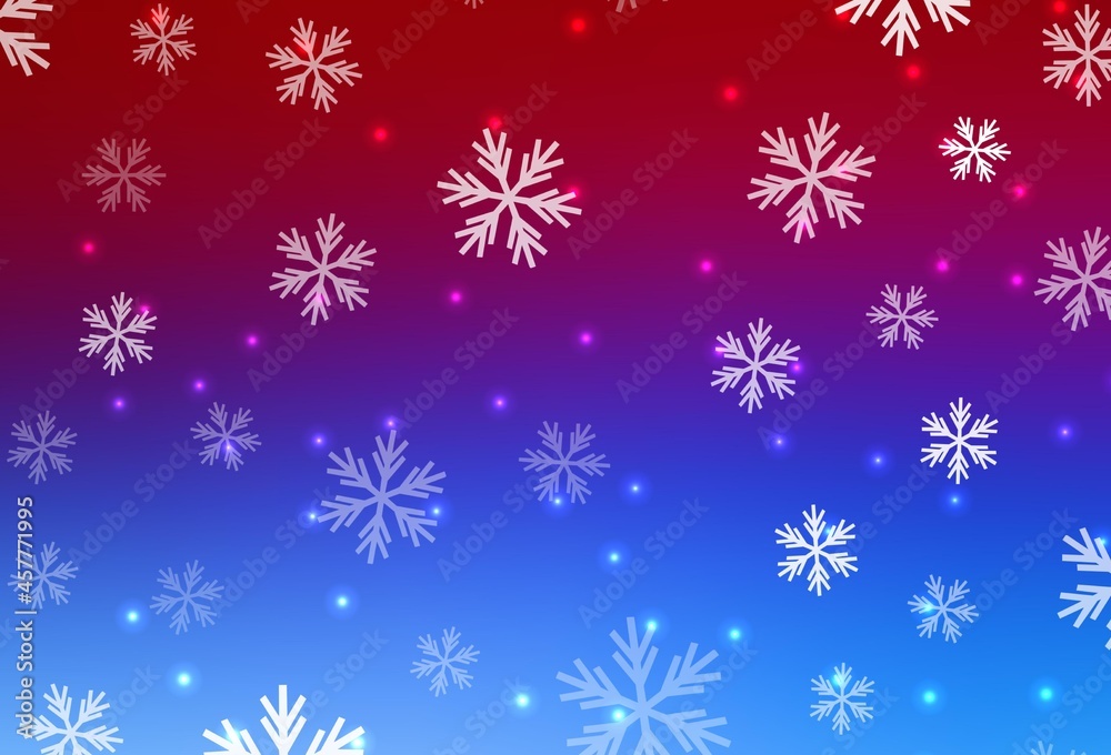 Light Blue, Red vector background with xmas snowflakes, stars. Light Blue, Red vector background with xmas snowflakes, stars.