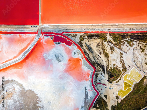 The aerial view of salt production in Camargue, Salin-de-Giraud, France photo