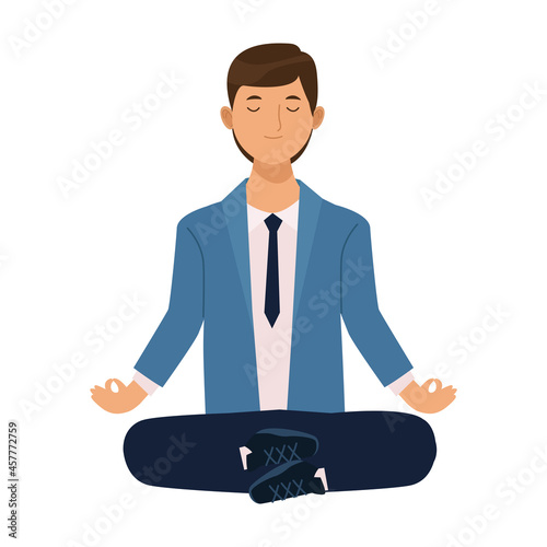 businessman in lotus position