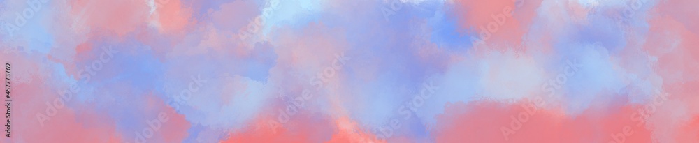 Abstract painting art with pink and blue wet sponge paint brush for presentation, website background, banner, wall decoration, or t-shirt design.
