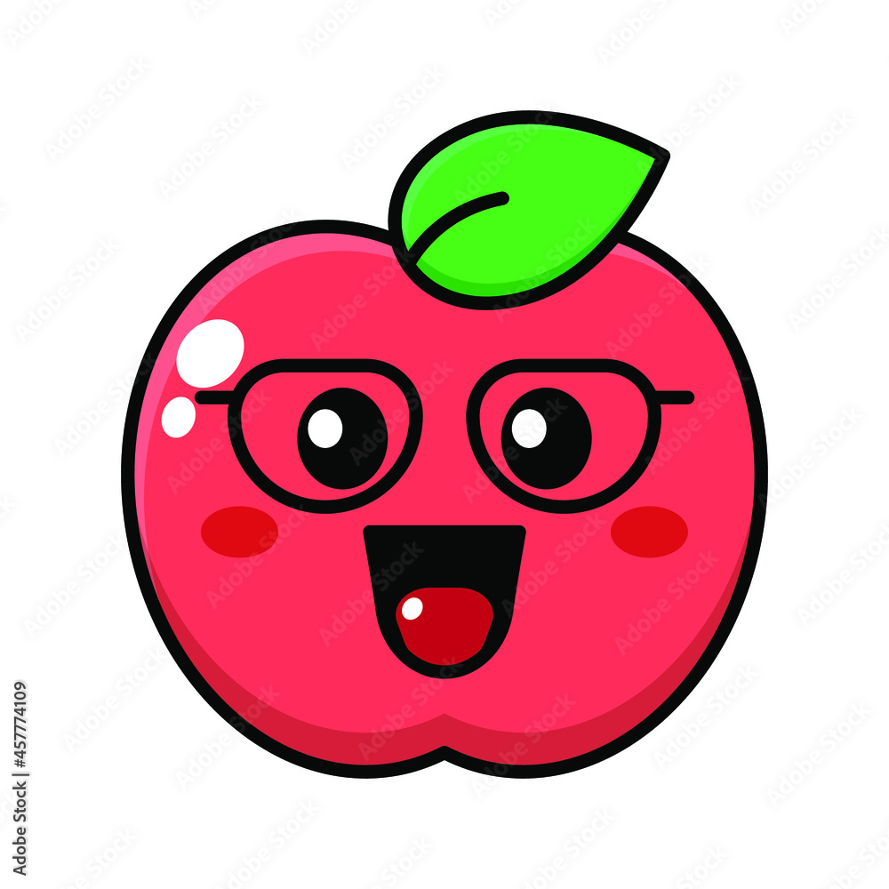 cute apple cartoon character illustration vector graphic