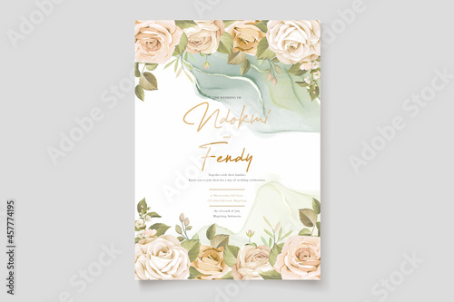 beautiful hand drawn roses wedding invitation card set