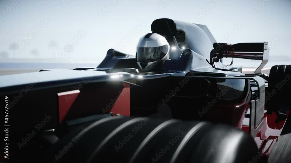 Race car and racer. Very fast driving. Succes concept. Realistic 4K animation.