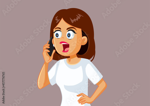 Angry Woman Talking on the Phone Vector Illustration