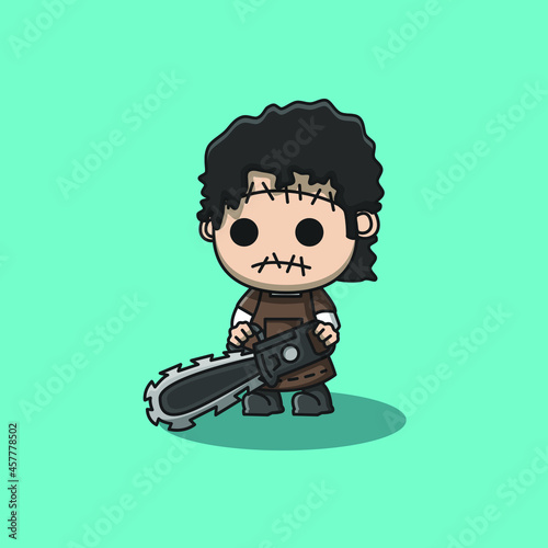 Leatherface cute vector illustration. cute ghost illustration