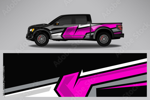 Wrap car vector design decal. Graphic abstract line racing background design for vehicle  race car  rally  adventure livery camouflage.