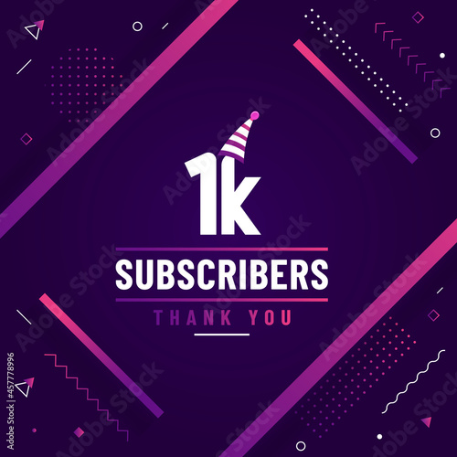 Thank you 1K subscribers, 1000 subscribers celebration modern colorful design.